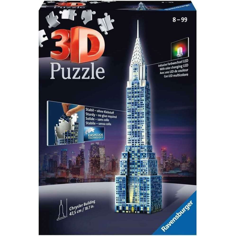 216 Pieces 3D Puzzle, Chrysler Building Glows in the Dark puzzle Kids 216 Pieces 3D Puzzle, Chrysler Building Glows in the Dark 216 Pieces 3D Puzzle, Chrysler Building Glows in the Dark Ravensburger