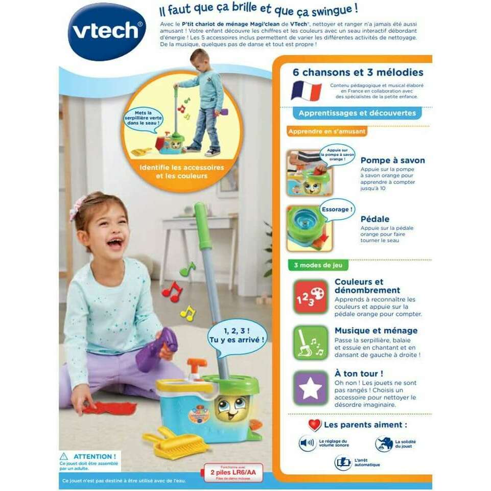 P'tit chariot de ménage - Magi'clean - Francais General Toys P'tit chariot de ménage - Magi'clean - Francais P'tit chariot de ménage - Magi'clean - Francais Vtech