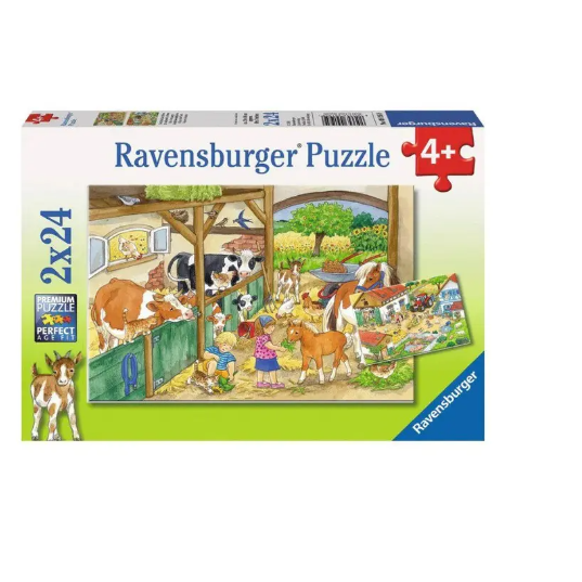 2x 24 Pieces Puzzle, A Day At The Farm puzzle Kids 2x 24 Pieces Puzzle, A Day At The Farm 2x 24 Pieces Puzzle, A Day At The Farm Ravensburger